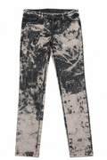 Alternative Style Acid Wash Denim with Raw Distressed Accents