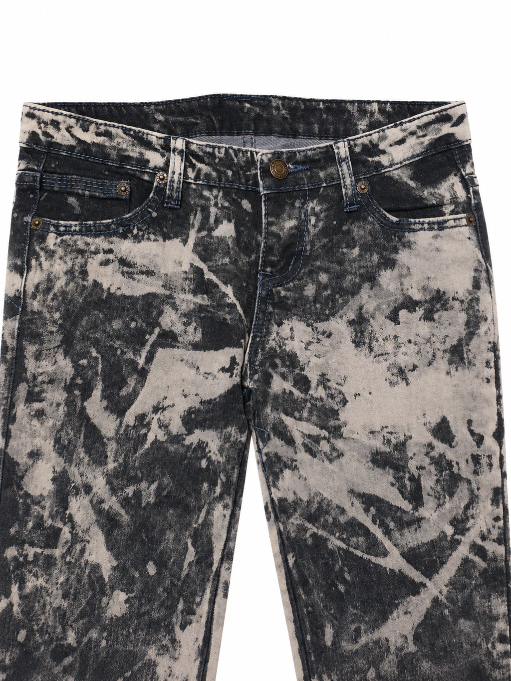 Alternative Style Acid Wash Denim with Raw Distressed Accents
