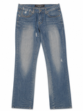 Subzero Jeanswear Y2K Straight Denim – Studded Waistband & Zigzag Topstitch