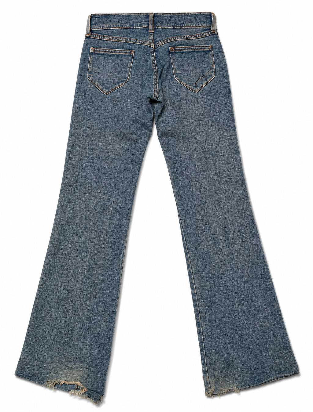FRACTAL 'Naked 05' Low-Rise Flare – Double Brass Button, Raw Hem