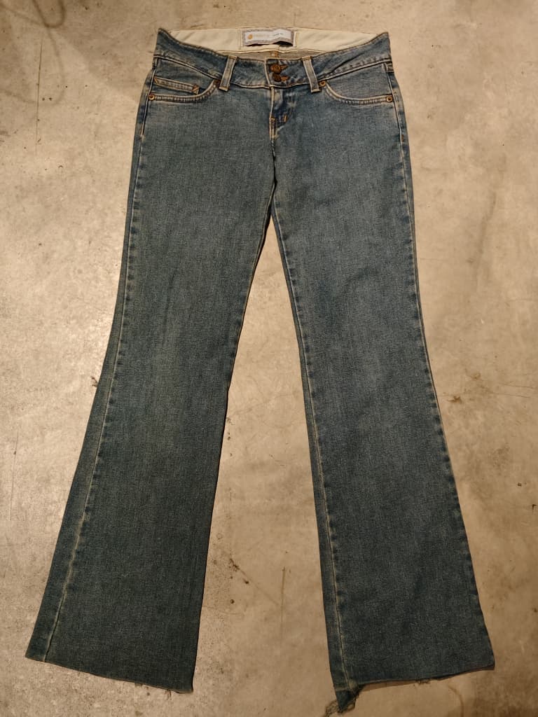 FRACTAL 'Naked 05' Low-Rise Flare – Double Brass Button, Raw Hem