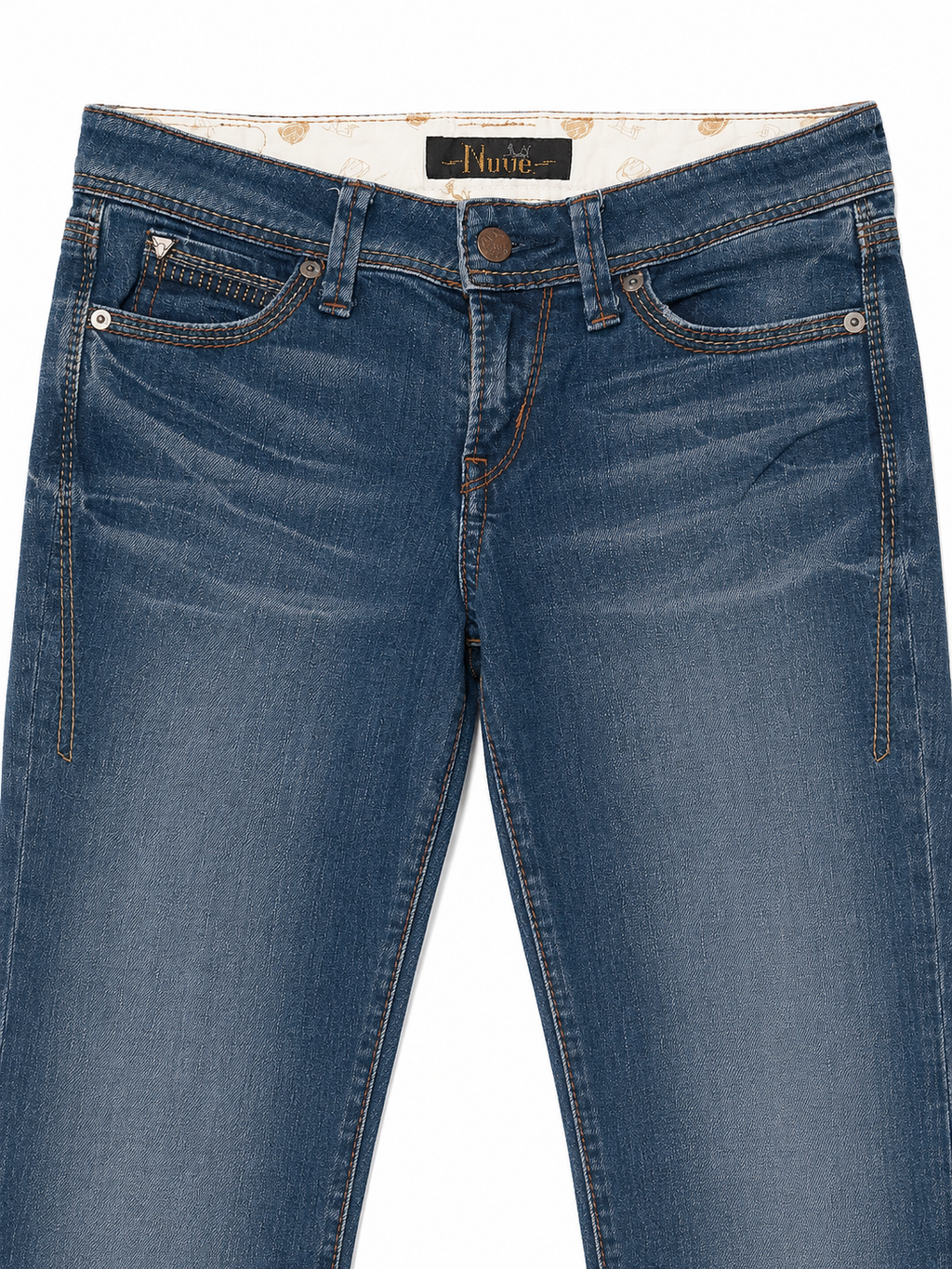 Nuve Dark Wash Straight Jeans – V-Arrow Embroidery & Western Lining