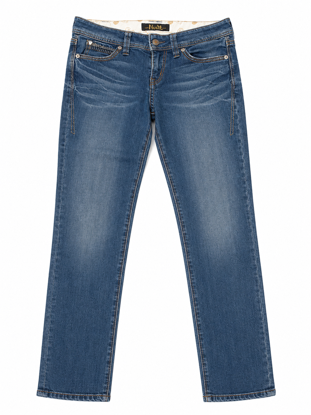 Nuve Dark Wash Straight Jeans – V-Arrow Embroidery & Western Lining