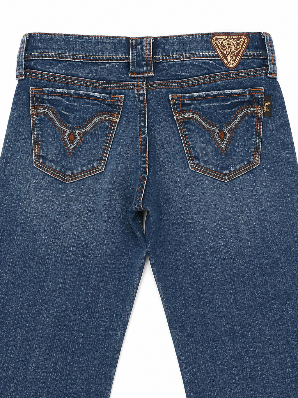 Nuve Dark Wash Straight Jeans – V-Arrow Embroidery & Western Lining