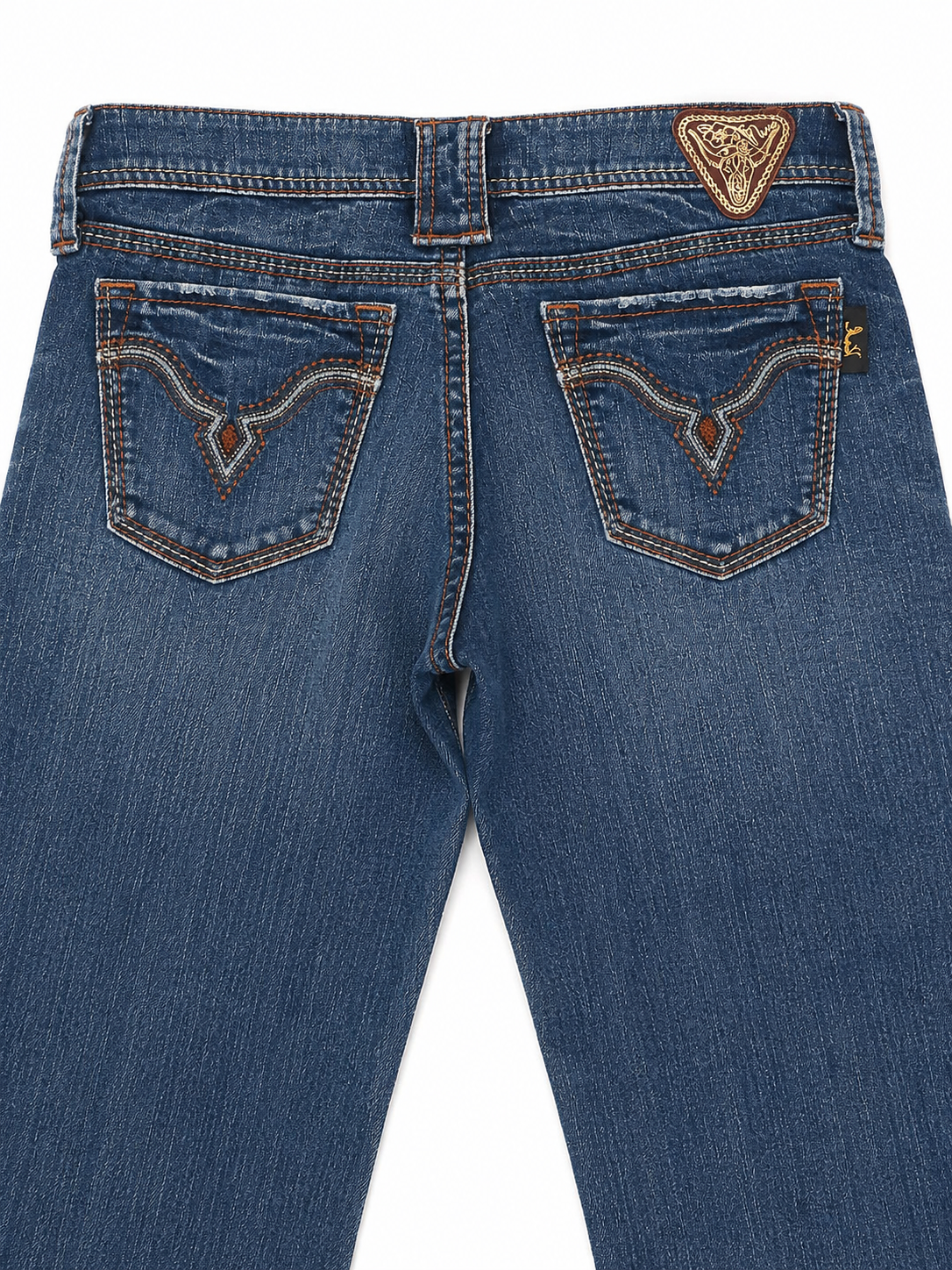 Nuve Dark Wash Straight Jeans – V-Arrow Embroidery & Western Lining