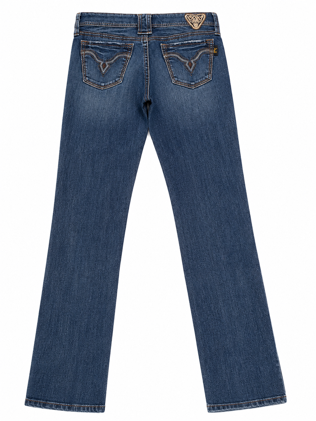 Nuve Dark Wash Straight Jeans – V-Arrow Embroidery & Western Lining