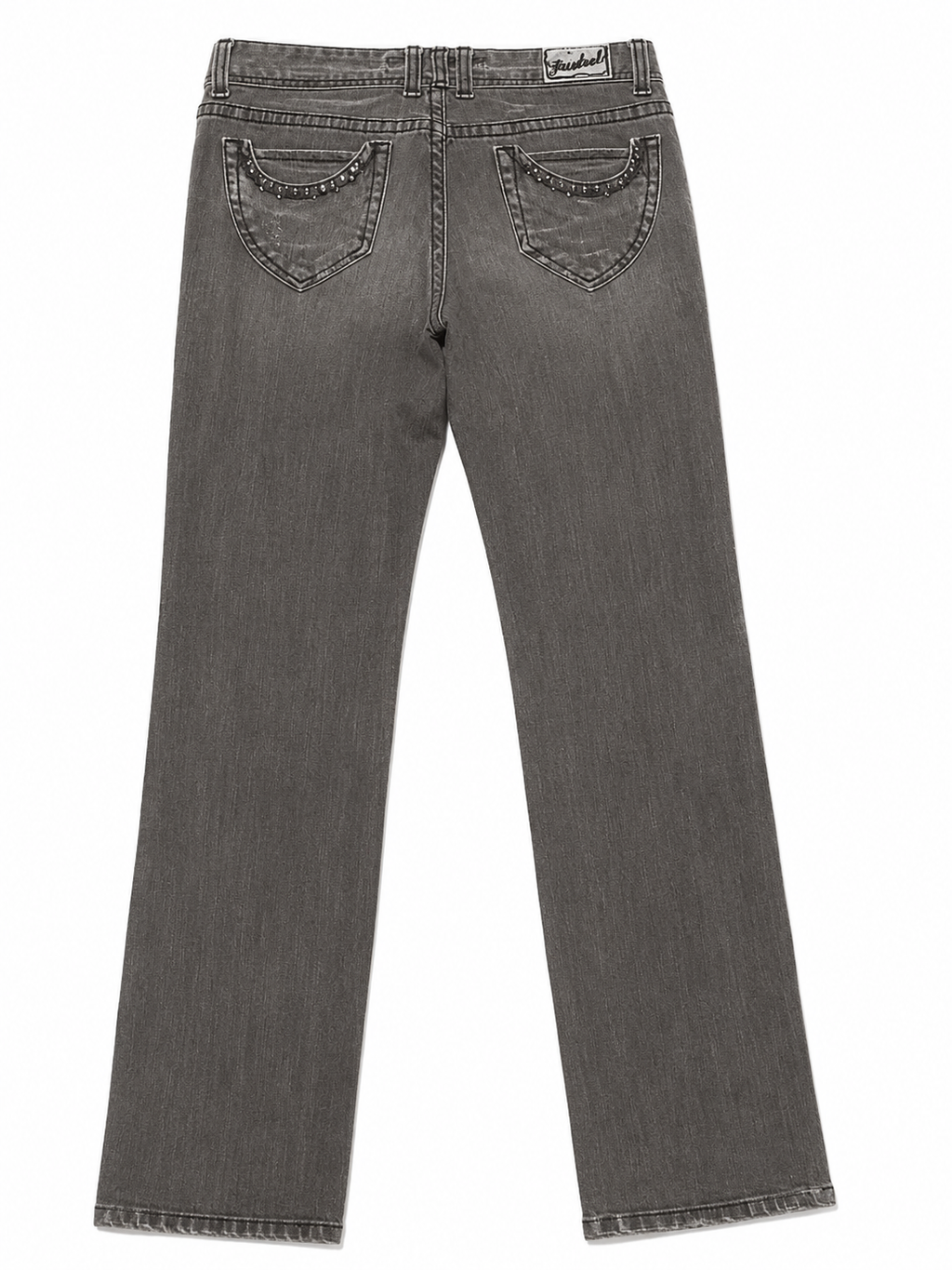 Paskal Grey Straight Fit Jeans – Gunmetal Studs & Vintage Hardware