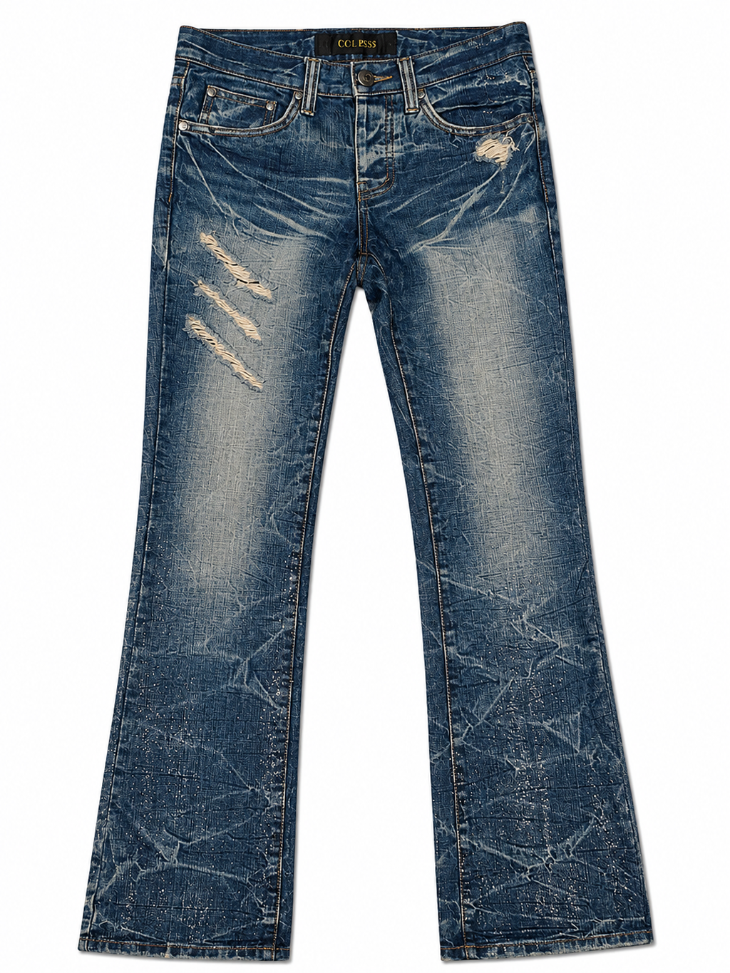Glitter Tears Y2K Rockstar Flare Denim Jeans