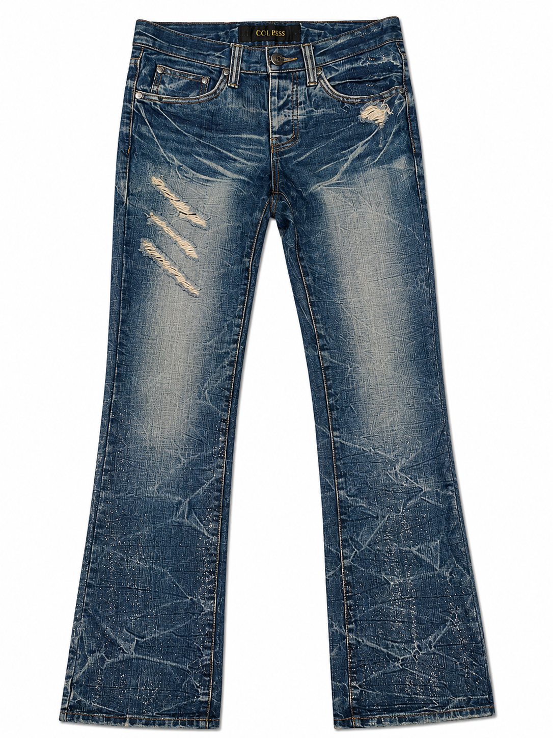 Glitter Tears Y2K Rockstar Flare Denim Jeans