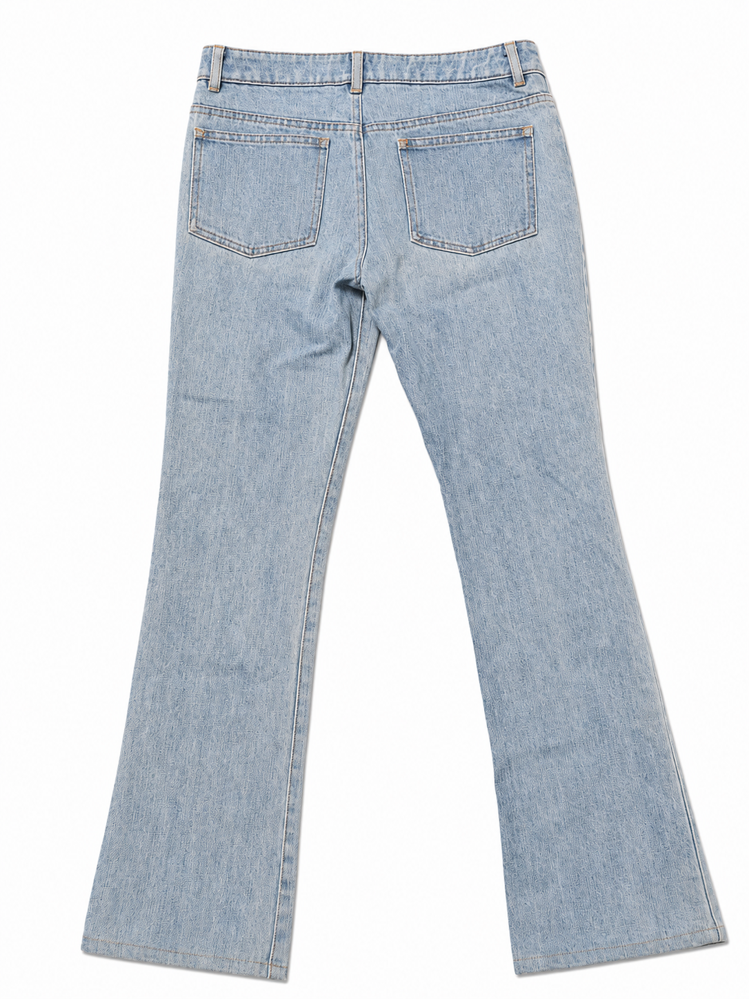 Private Label Glacier Blue Bell Bottom – Bronze Button, Orange Stitch