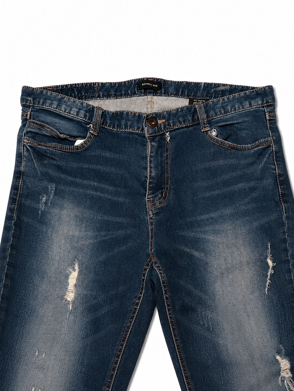 Skinny Pig Dark Indigo Skinny – Knee Rips, Hand-Distressed