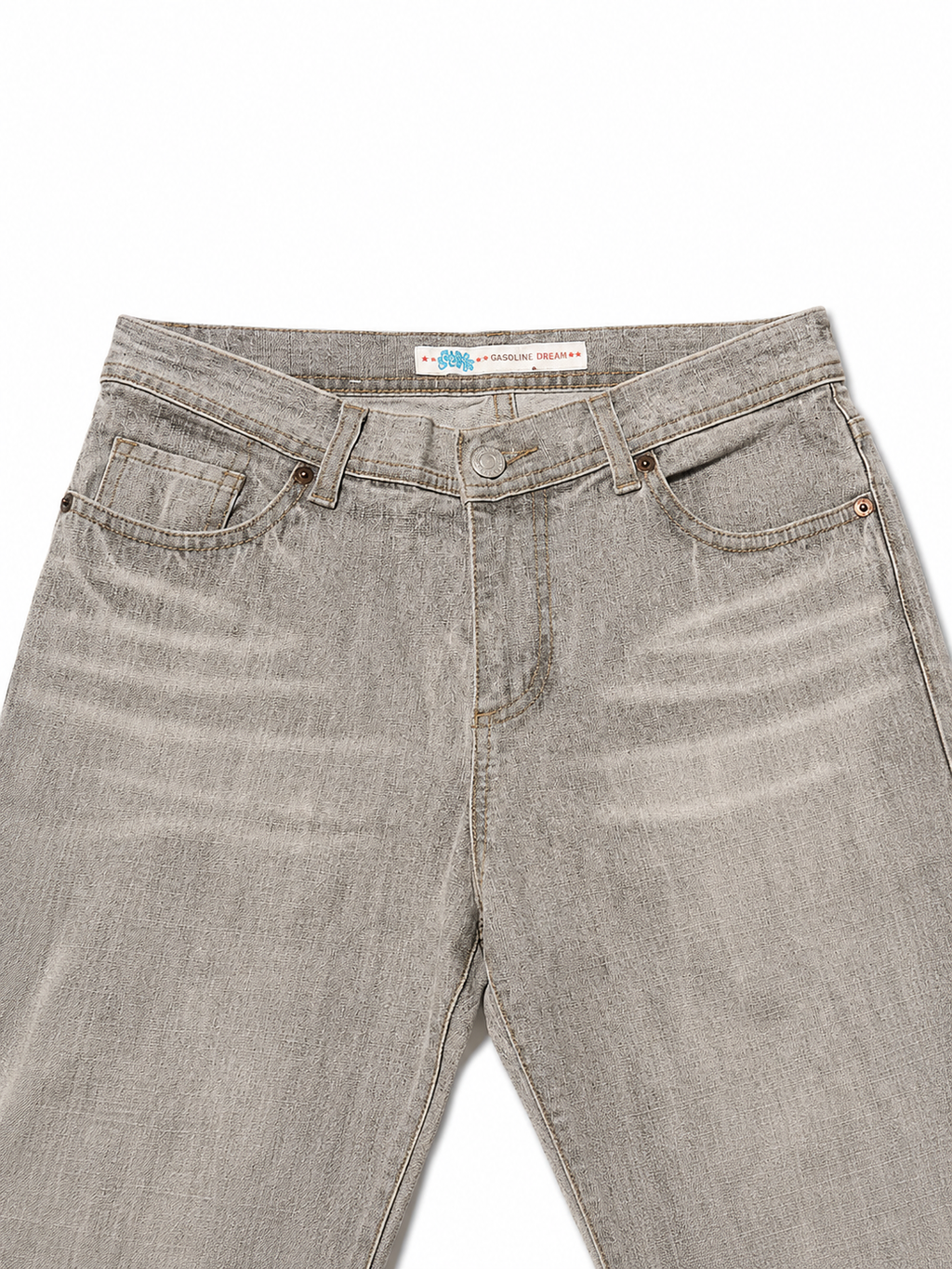 OoLALAS SASSUN Grey Flare – Low-Rise, Salt-Wash, Copper Hardware