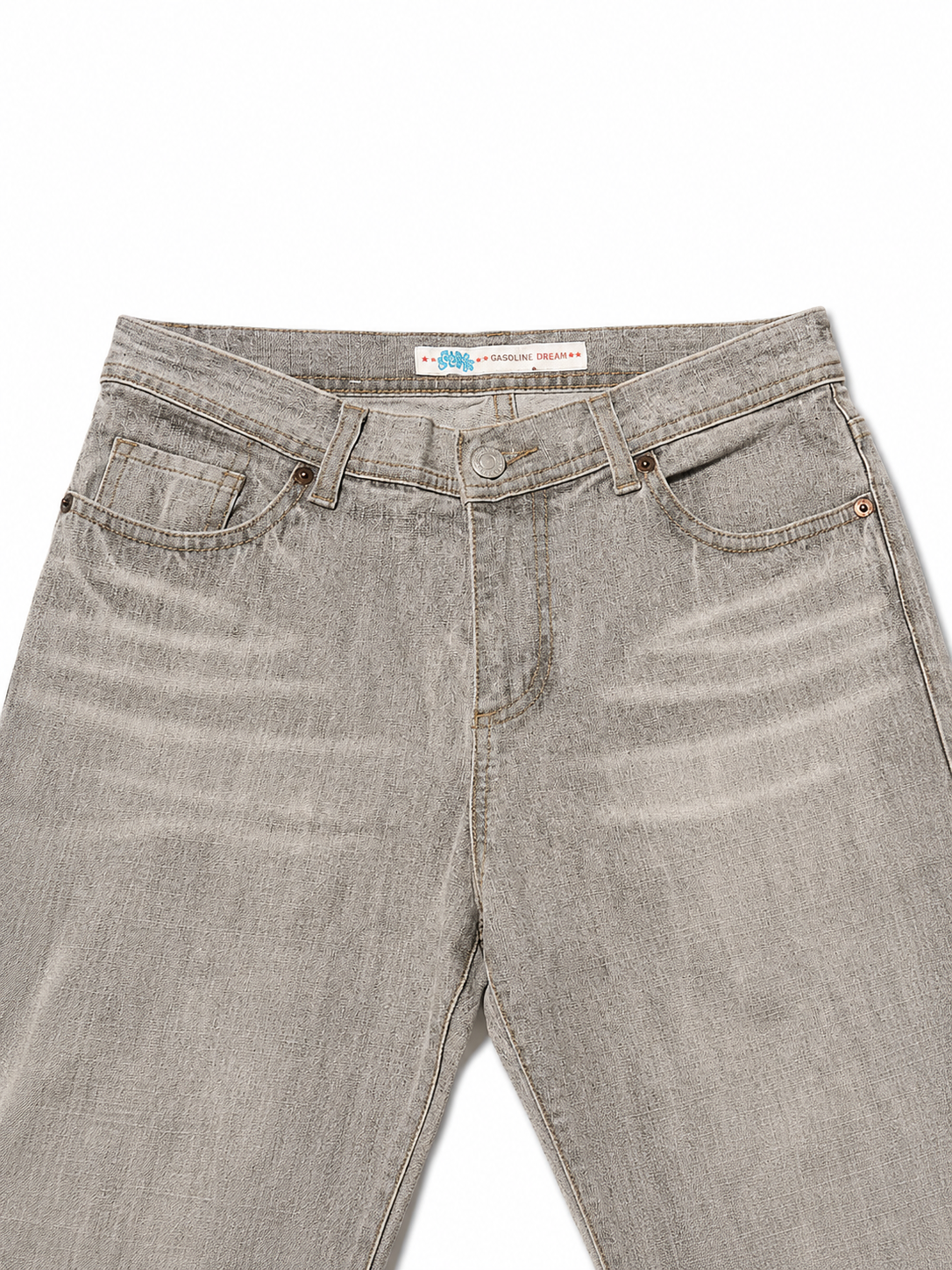 OoLALAS SASSUN Grey Flare – Low-Rise, Salt-Wash, Copper Hardware