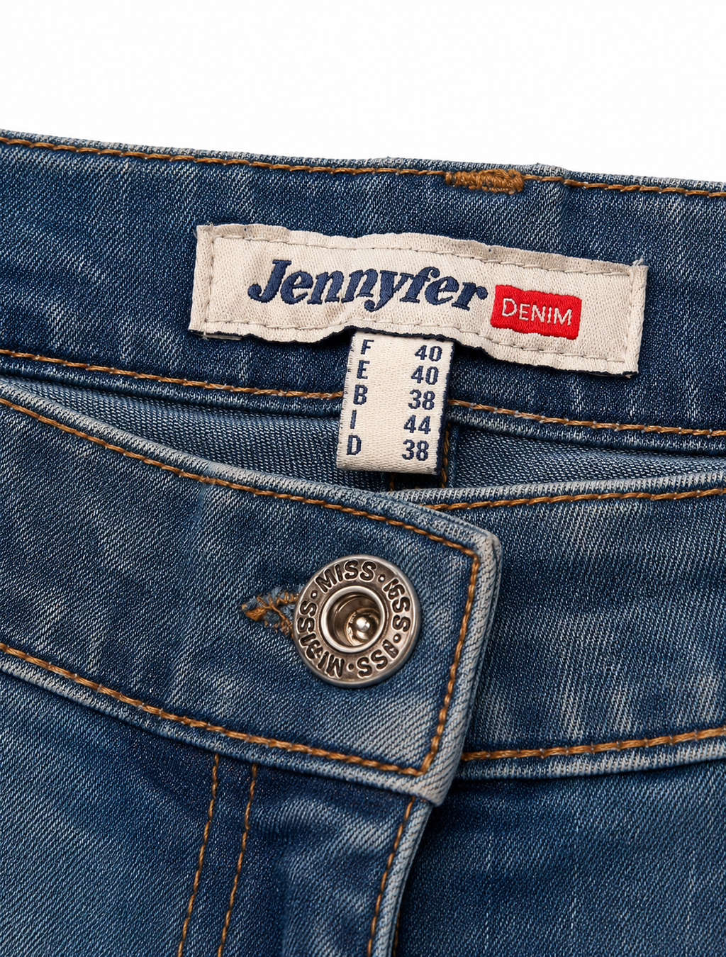 Jennyfer Archive Slim Flare – Steel Blue, Amber Stitch