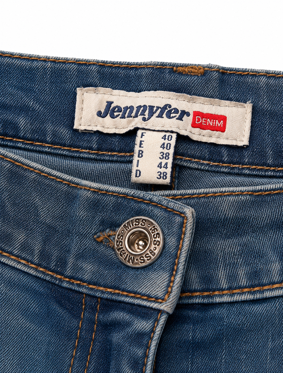 Jennyfer Archive Slim Flare – Steel Blue, Amber Stitch