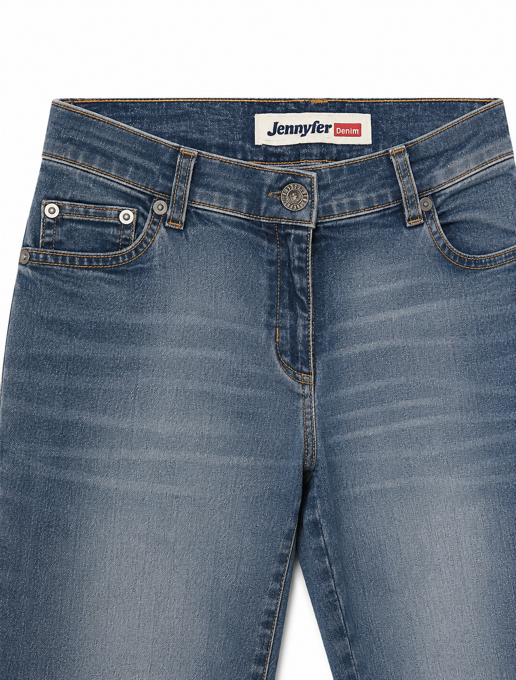 Jennyfer Archive Slim Flare – Steel Blue, Amber Stitch