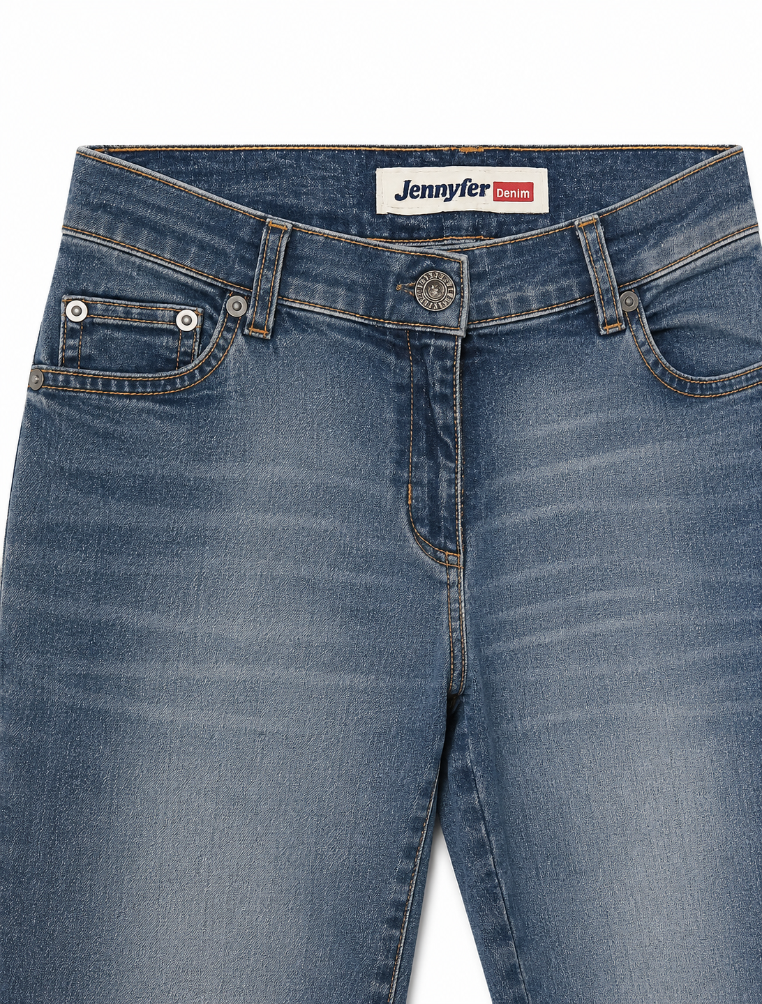 Jennyfer Archive Slim Flare – Steel Blue, Amber Stitch