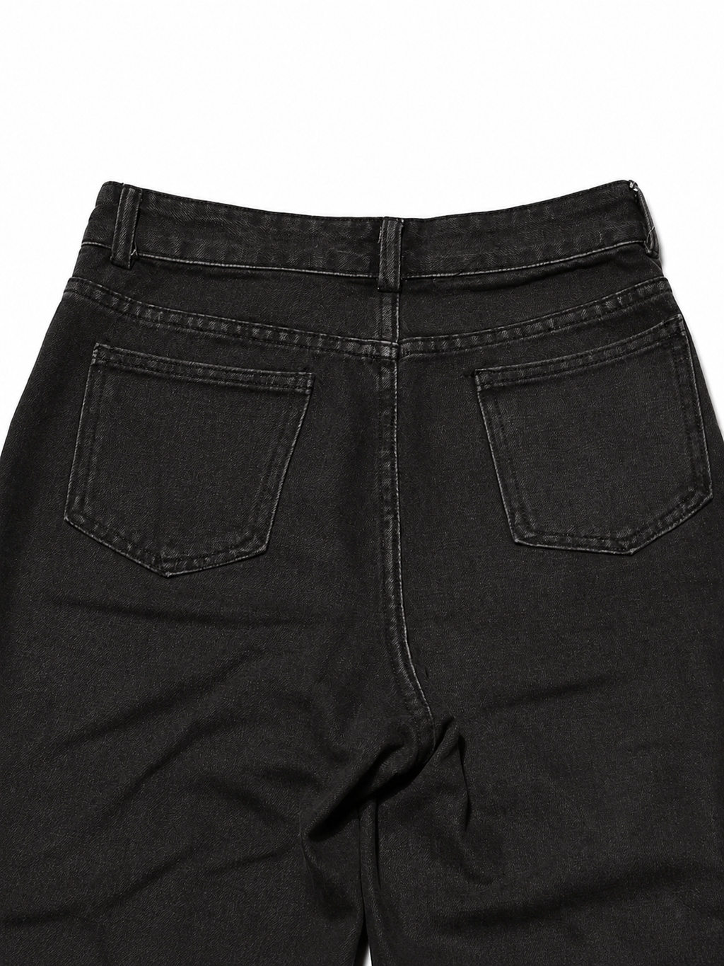 Charcoal Wide Leg Denim – Single Gunmetal Button, High-Rise