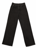 Charcoal Wide Leg Denim – Single Gunmetal Button, High-Rise