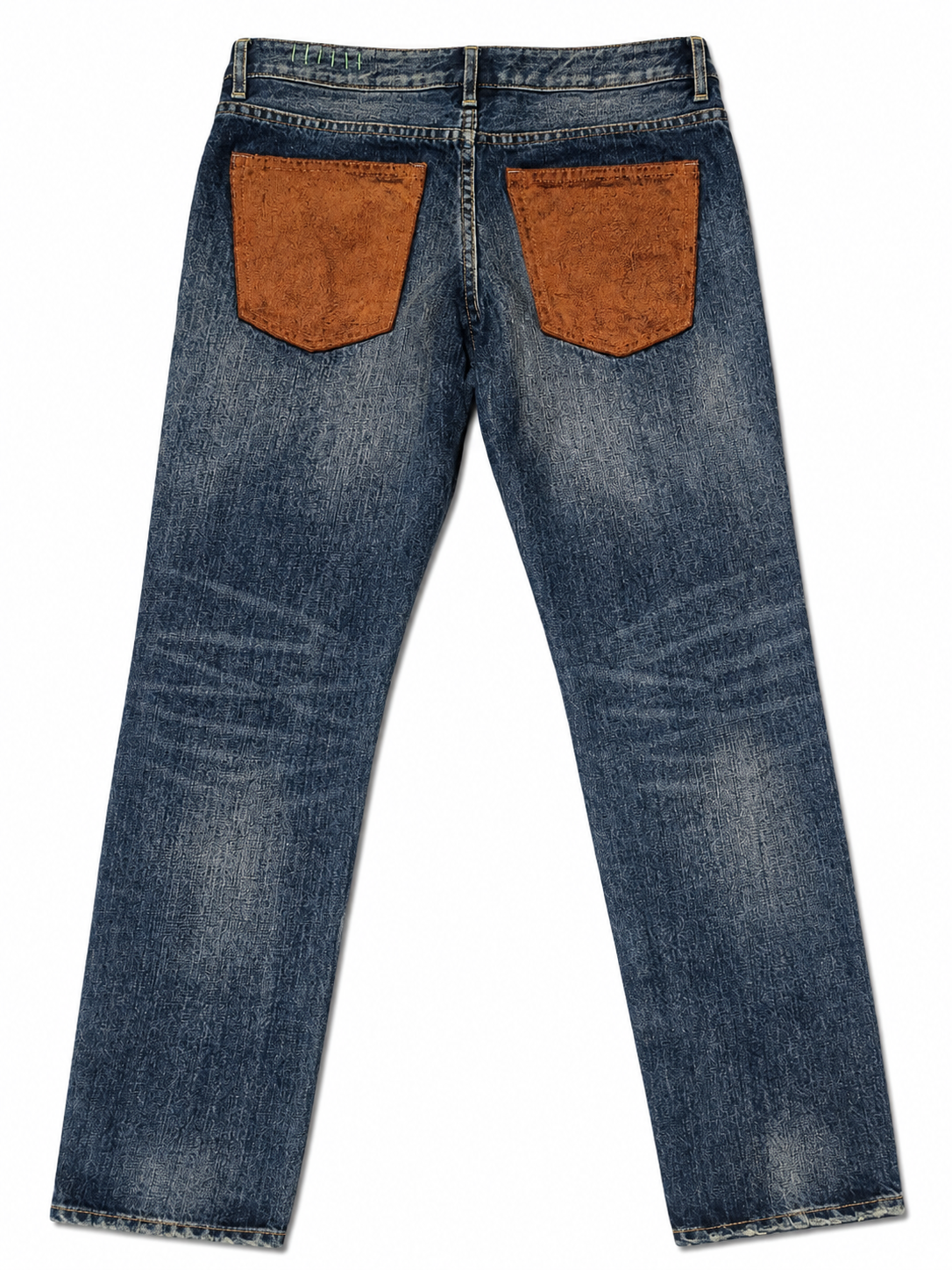 Single Button Distressed Patchwork Jeans