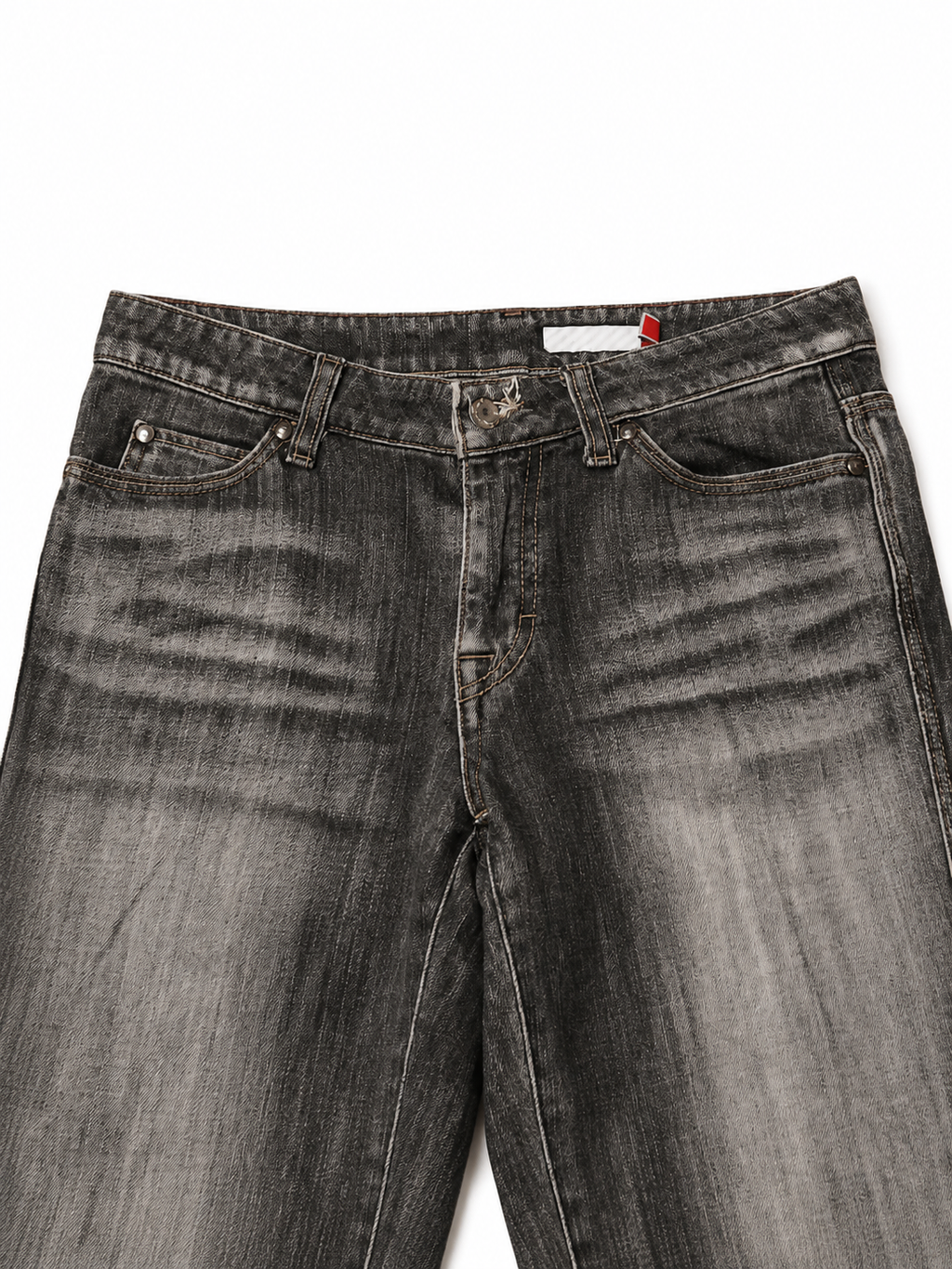 Sweet Camel Low-Rise Bootcut – Degraded Charcoal, Amber Stitch