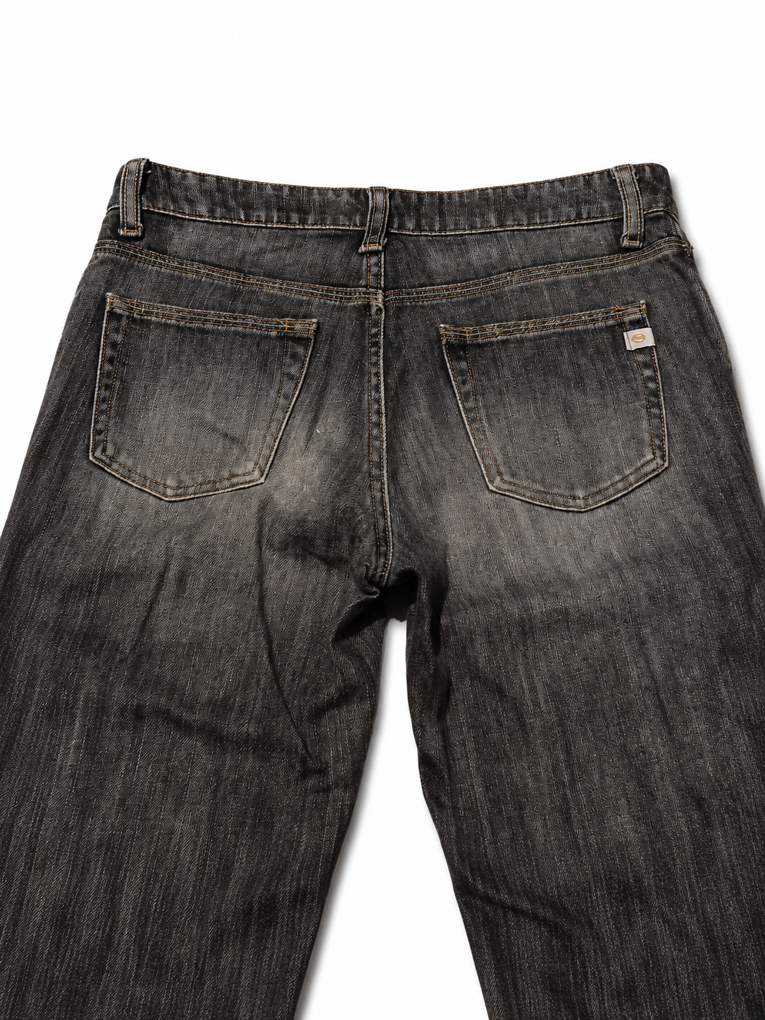 Sweet Camel Low-Rise Bootcut – Degraded Charcoal, Amber Stitch