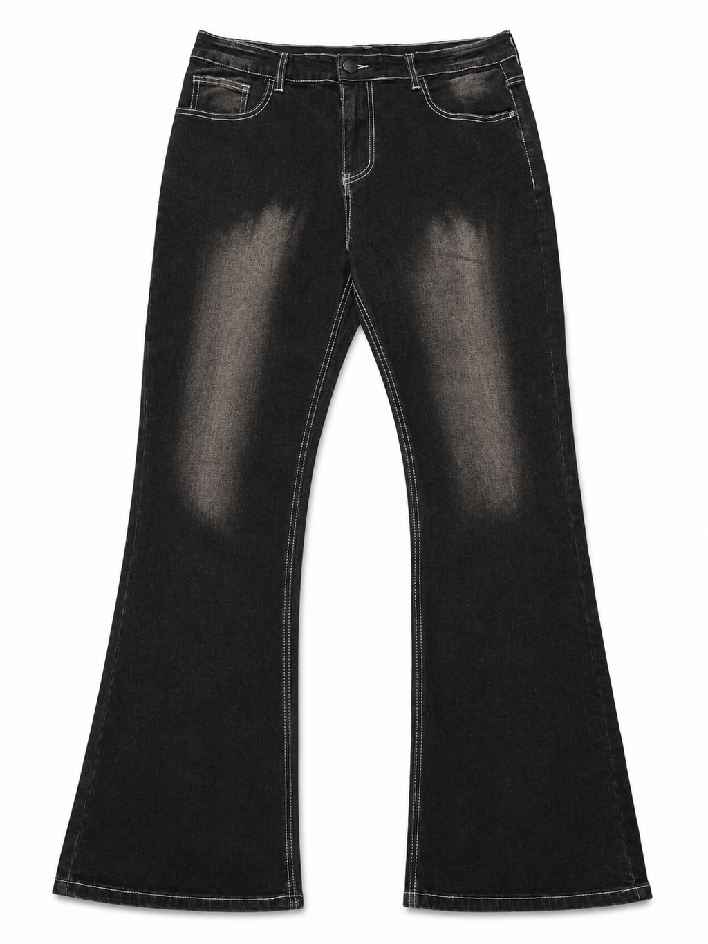 Black Wide Flare Jeans - Distressed Flare