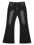 Black Wide Flare Jeans - Distressed Flare