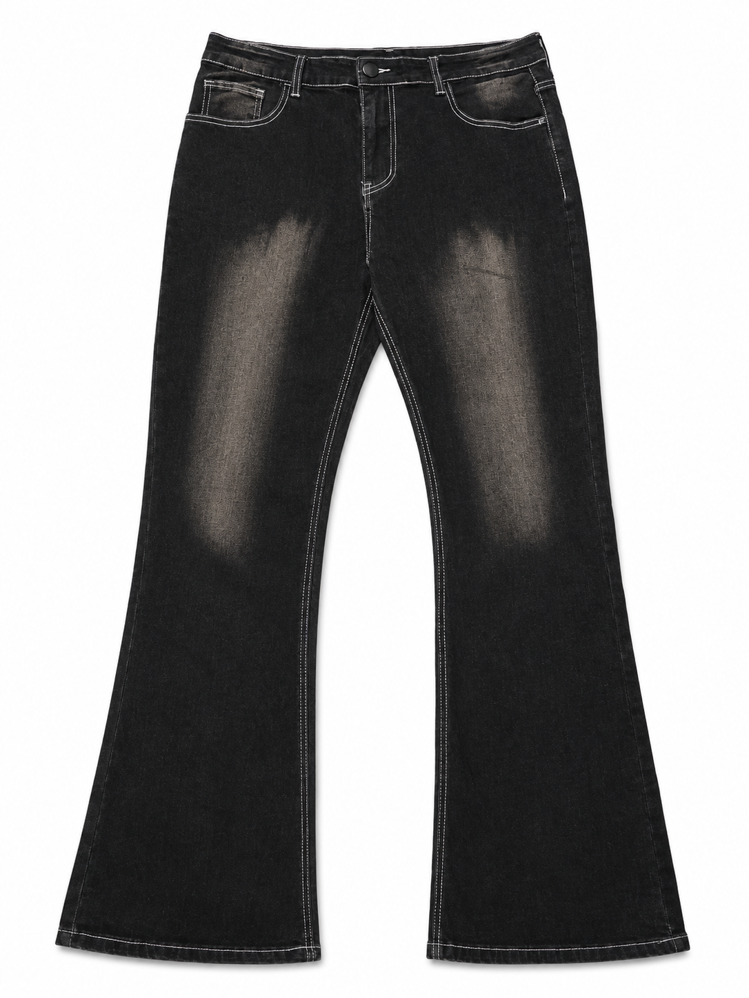 Black Wide Flare Jeans - Distressed Flare