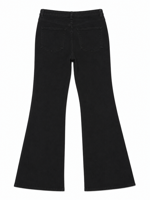 Black Stretch Flare – Charcoal Faded, Tonal Hardware