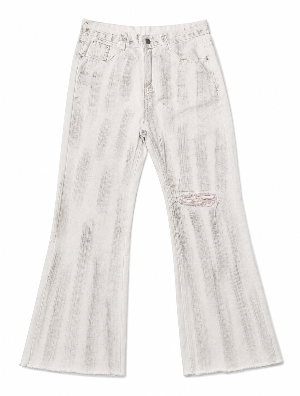 Soviet Archive Off-White Distressed Flare Denim