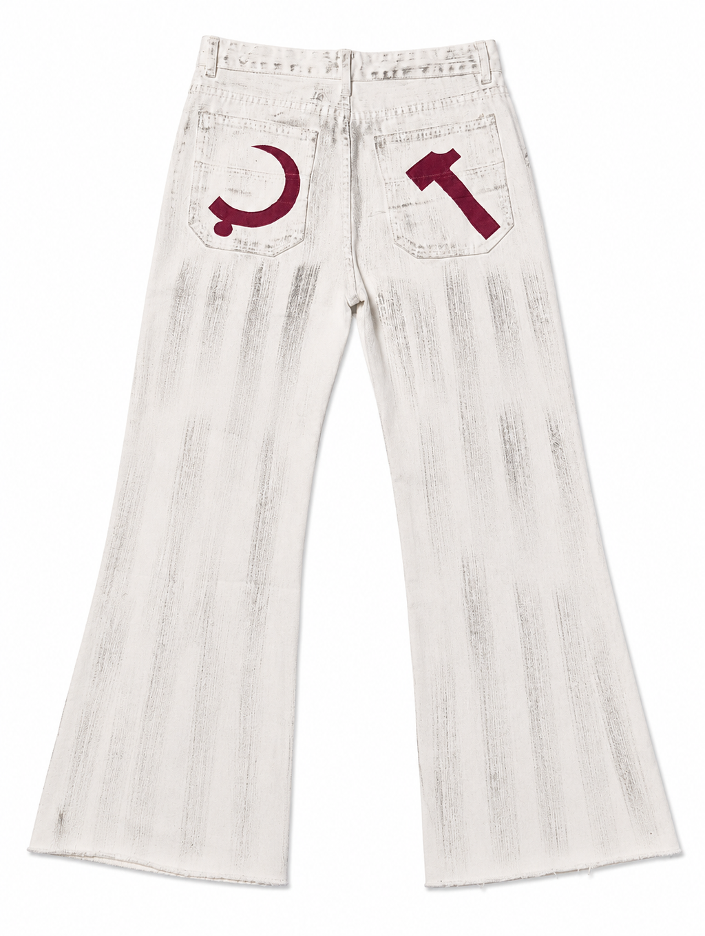 Soviet Archive Off-White Distressed Flare Denim