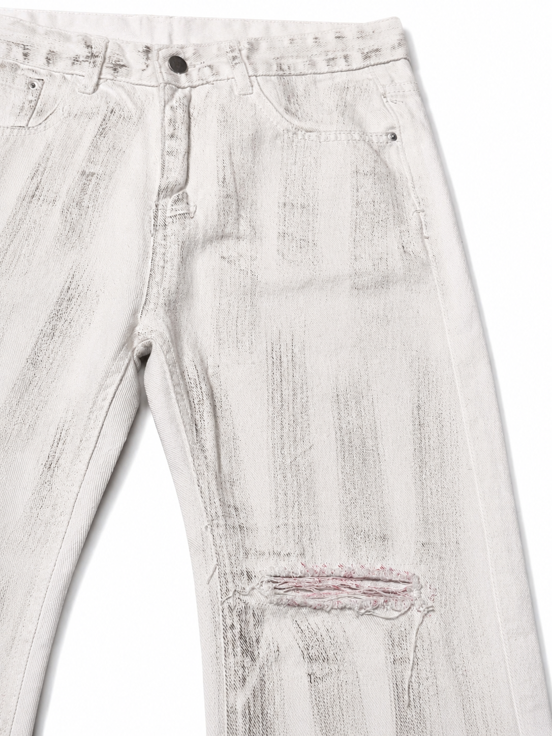 Soviet Archive Off-White Distressed Flare Denim