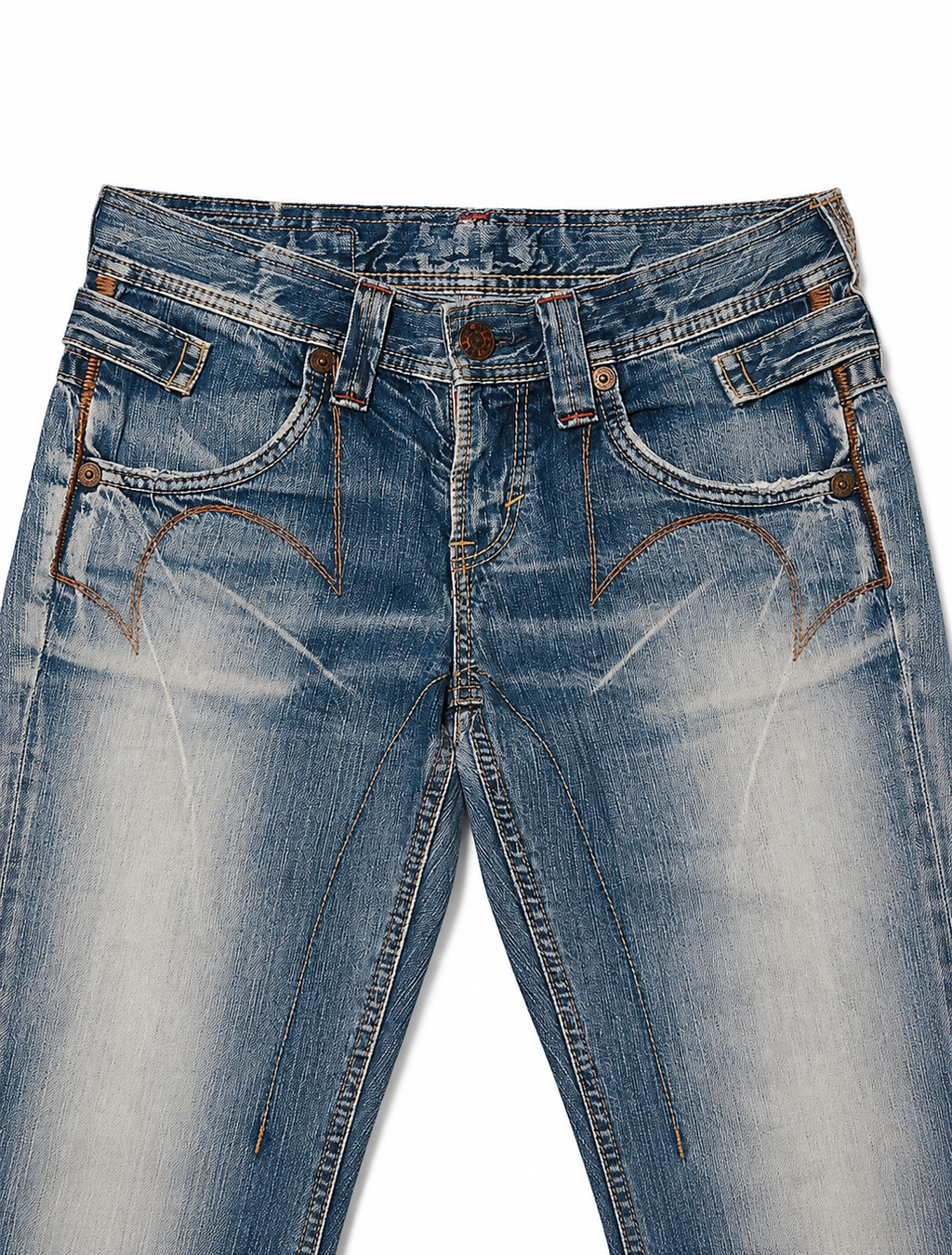 Edwin Japan Bootcut – Copper Stitch, Marbled Bleach