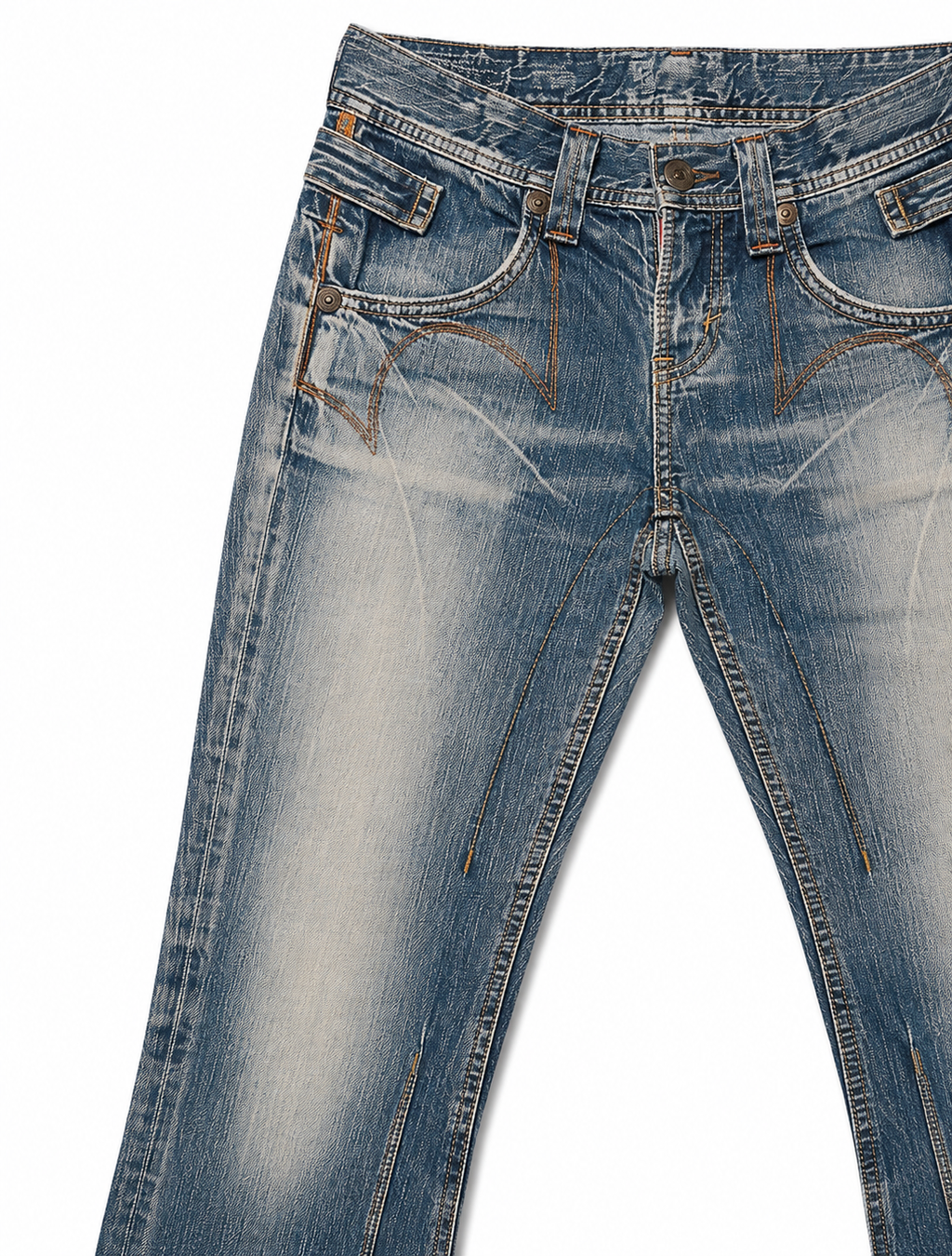 Edwin Japan Bootcut – Copper Stitch, Marbled Bleach