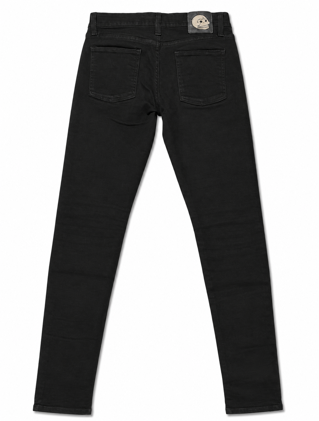Black Slim Denim – Skeleton Button Fly, Skull Patch