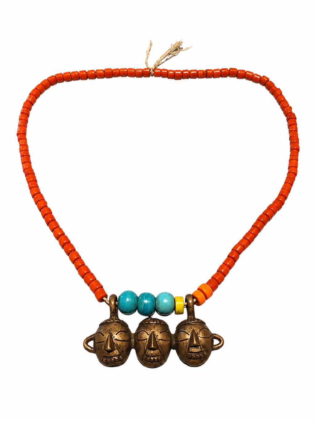 Antique NE India Naga Head Hunter's Necklace with 3 Severed Heads Naga People, 19c