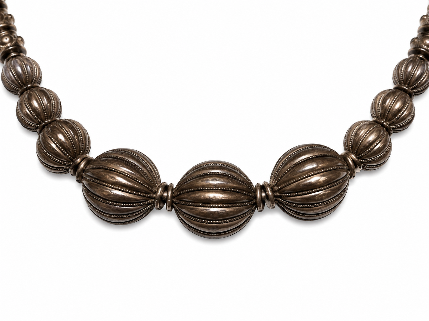 Antique Afghani Silver Balochi Bead Necklace