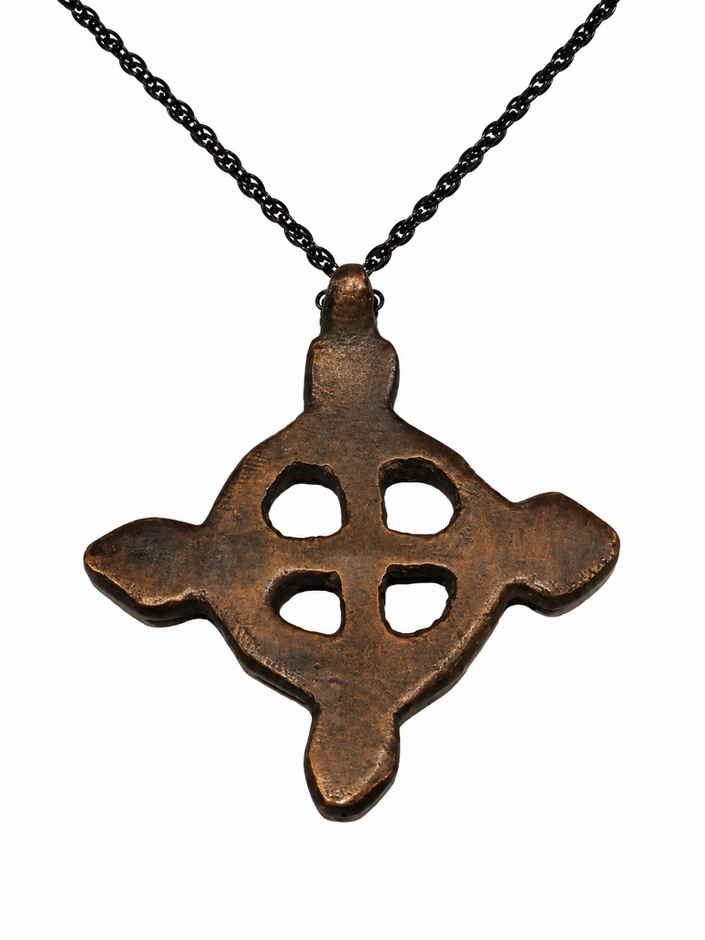Antique 19th Century Ethiopian Coptic Handmade Neck Cross Pendant Central Circle Halo/Eternity Motiff