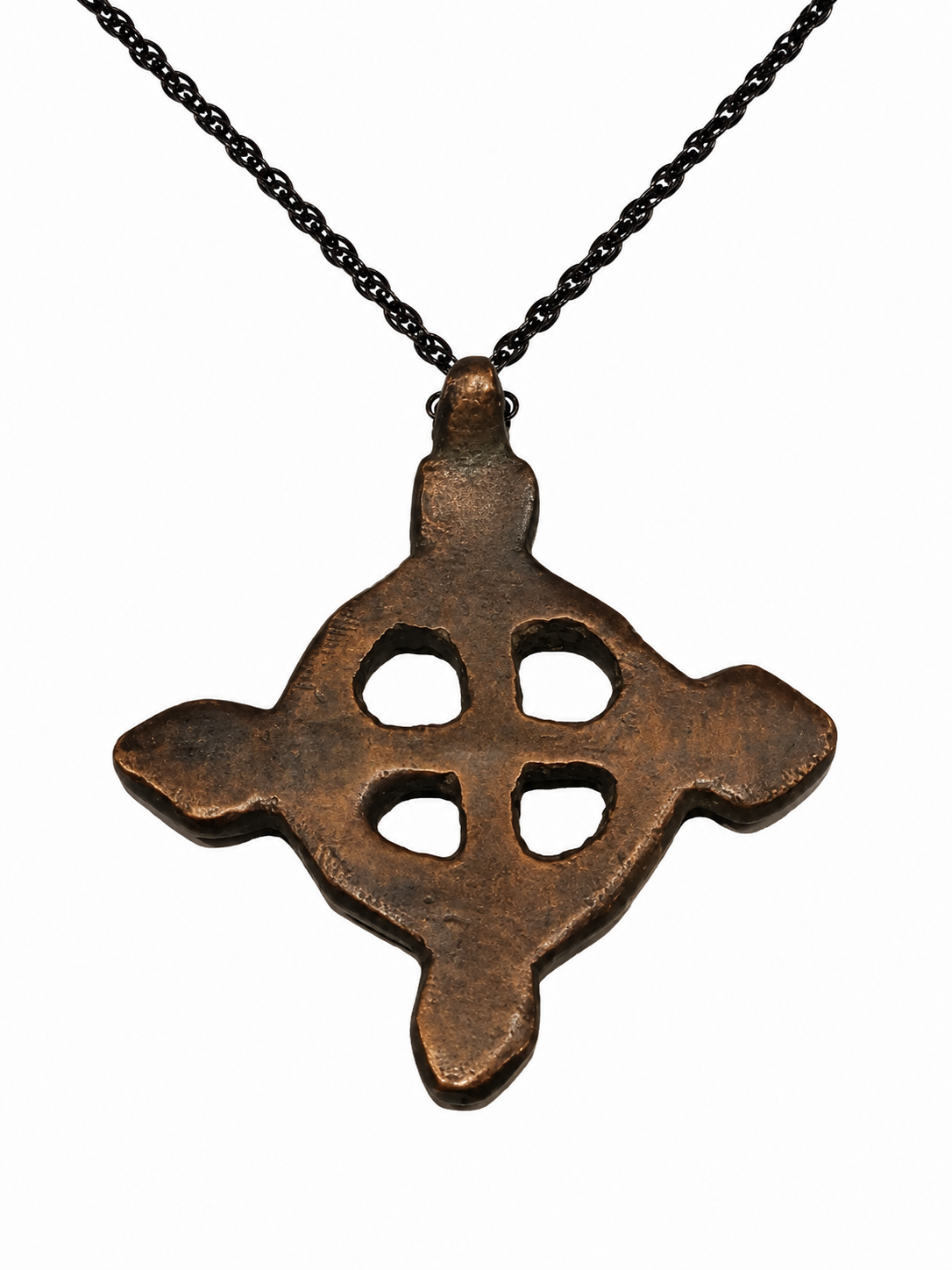 Antique 19th Century Ethiopian Coptic Handmade Neck Cross Pendant Central Circle Halo/Eternity Motiff