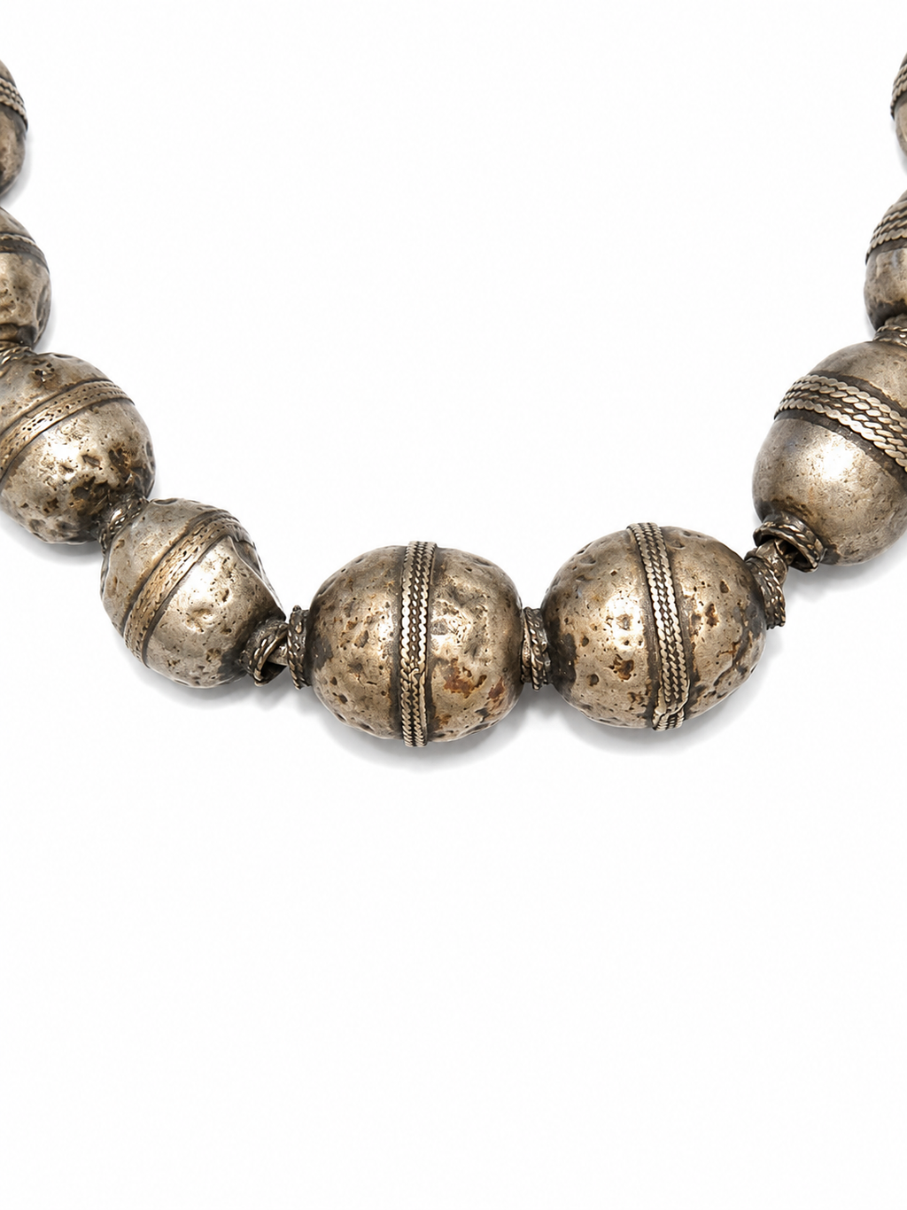 Antique Ornate Metal Bead Necklace