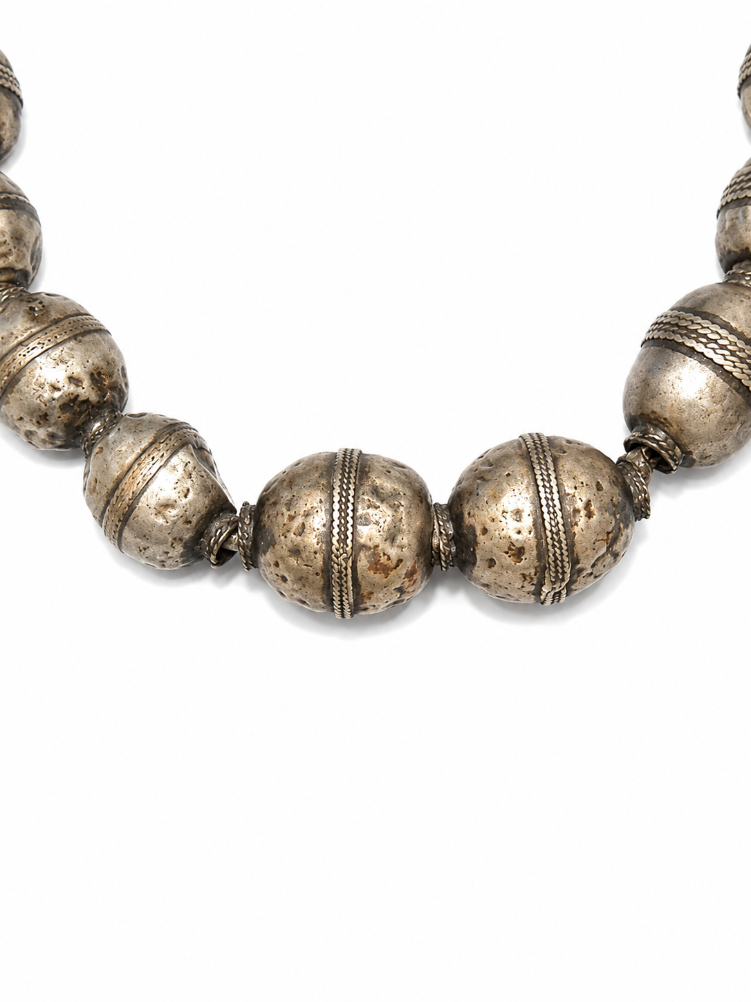Antique Ornate Metal Bead Necklace
