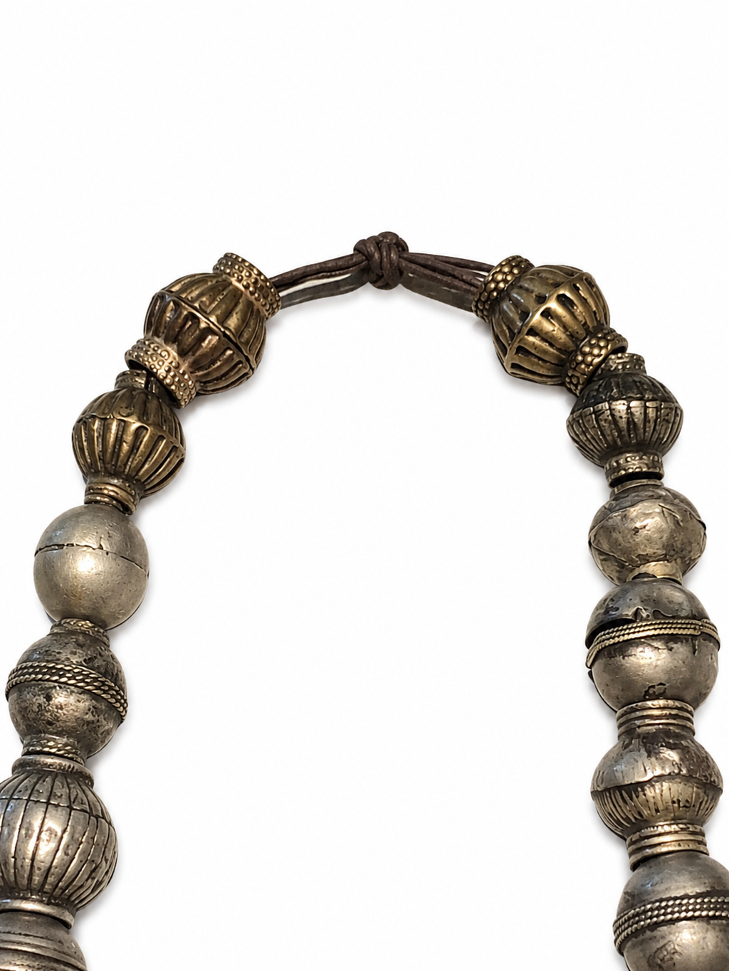 Antique Ornate Metal Bead Necklace