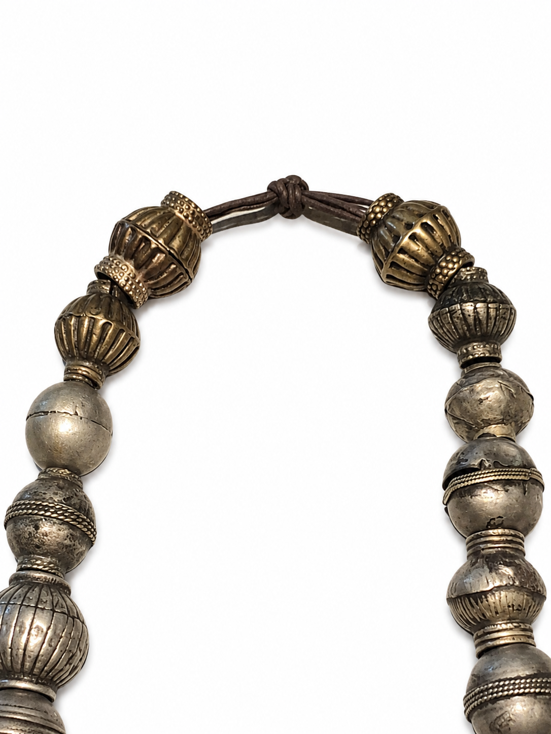 Antique Ornate Metal Bead Necklace