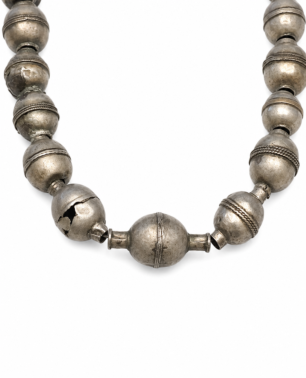 Antique Ornate Metal Bead Necklace