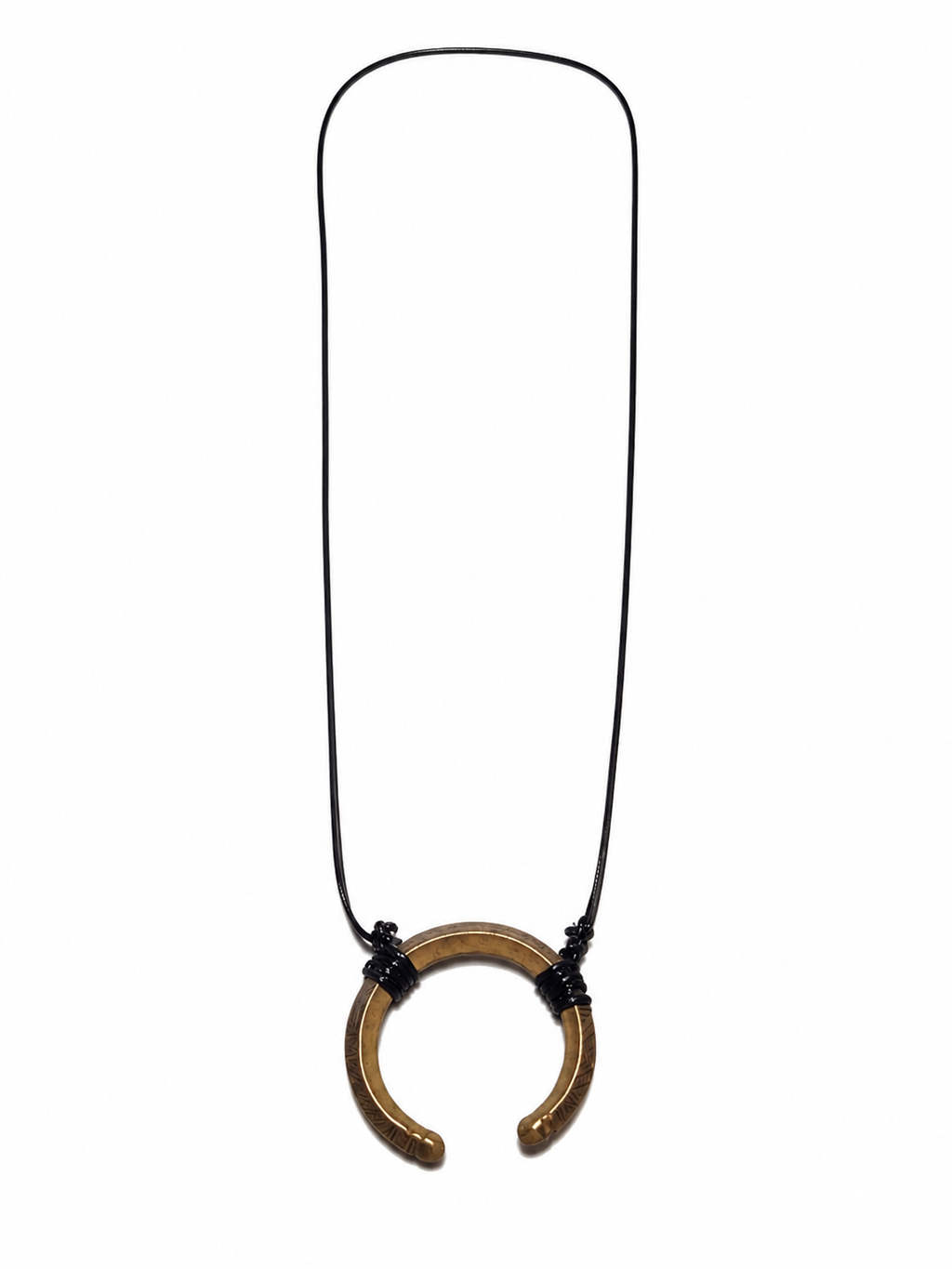 Antique Engraved Brass Arc Pendant Necklace