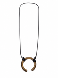 Antique Engraved Brass Arc Pendant Necklace