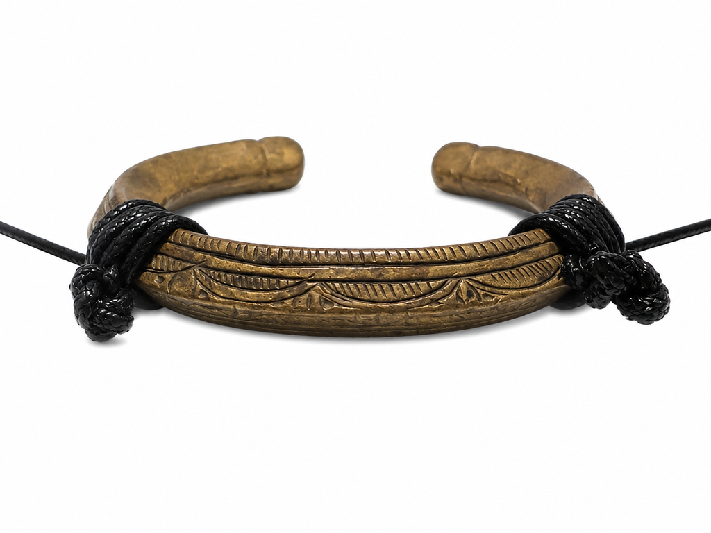 Antique Engraved Brass Arc Pendant Necklace