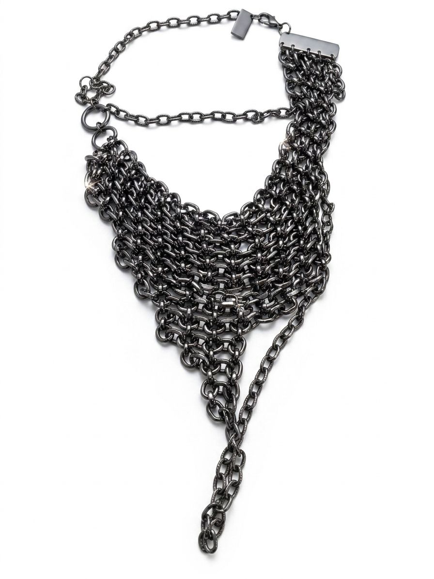 Armour Multilayered Gunmetal Necklace