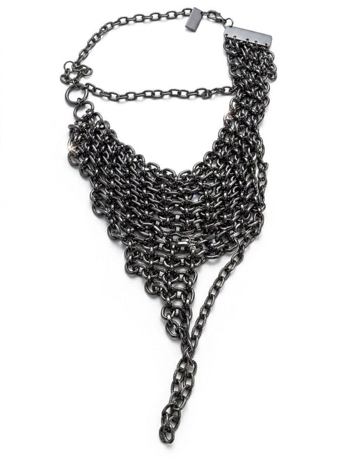 Armour Multilayered Gunmetal Necklace (NECK24) - FRAK/TURE Archive